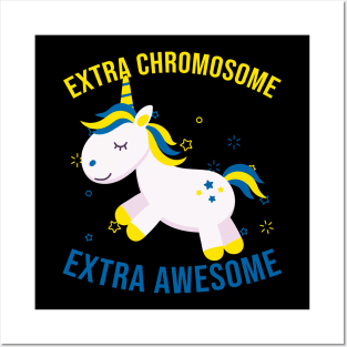 Extra Chromosome Awesome Unicorn World Down Syndrome Day Trisomy 21 Awareness Posters and Art